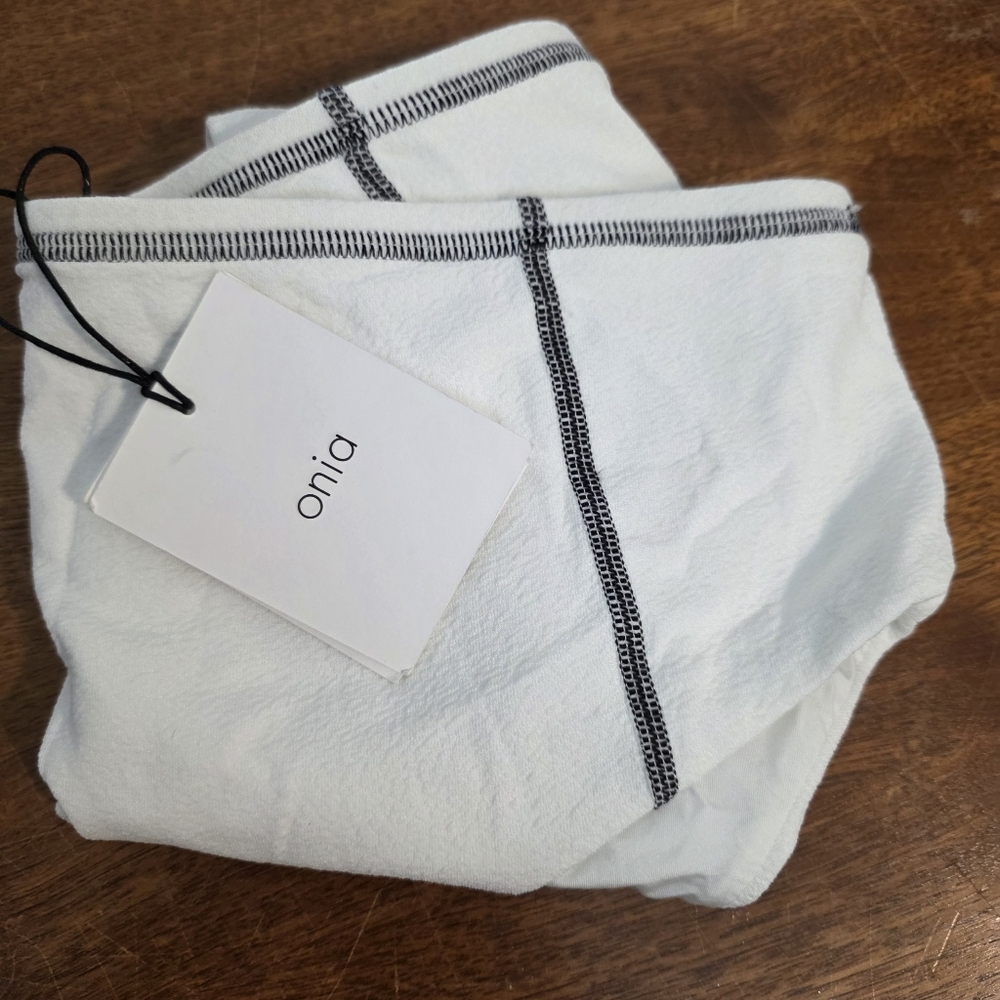NWT Onia Ella Bikini Bottoms Textured High Rise Crinkle Swimsuit White Large - Picture 8 of 8